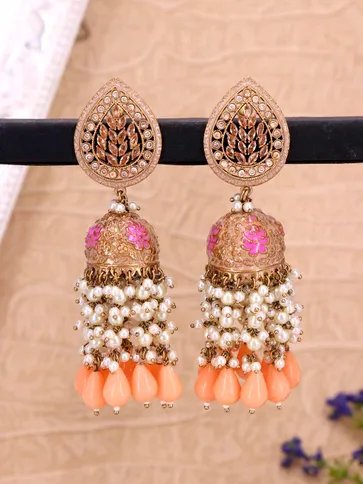 Meenakari Jhumka Earrings in Mehendi finish - BA3855