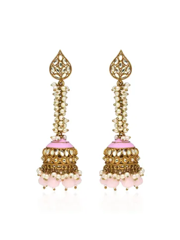 Meenakari Jhumka Earrings in Mehendi finish - BA3582