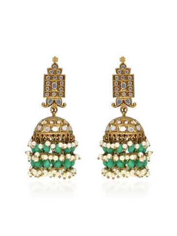 Antique Jhumka Earrings in Mehendi finish - BA3949