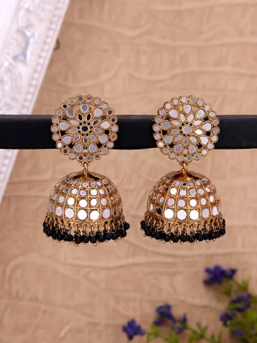 Antique Jhumka Earrings in Mehendi finish - BA3916