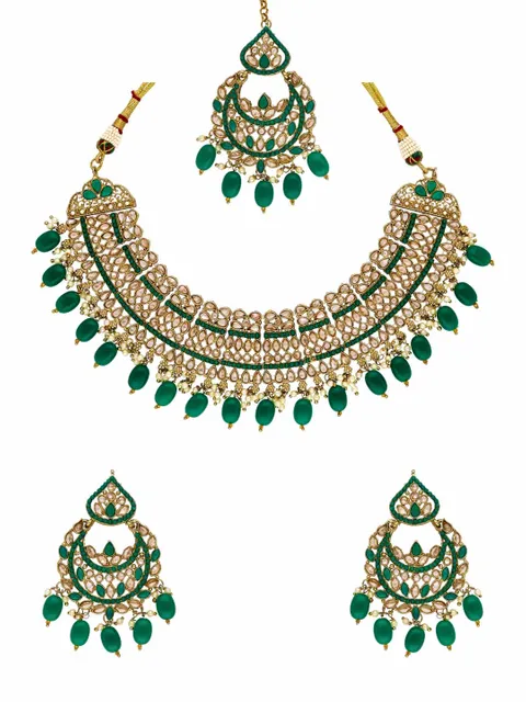 Reverse AD Necklace Set in Mehendi finish - 6369