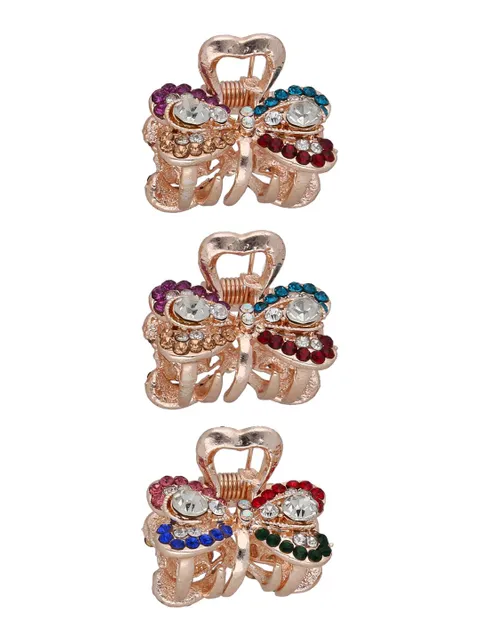 Fancy Butterfly Clip in Multicolor color and Rose Gold finish - CNB37143