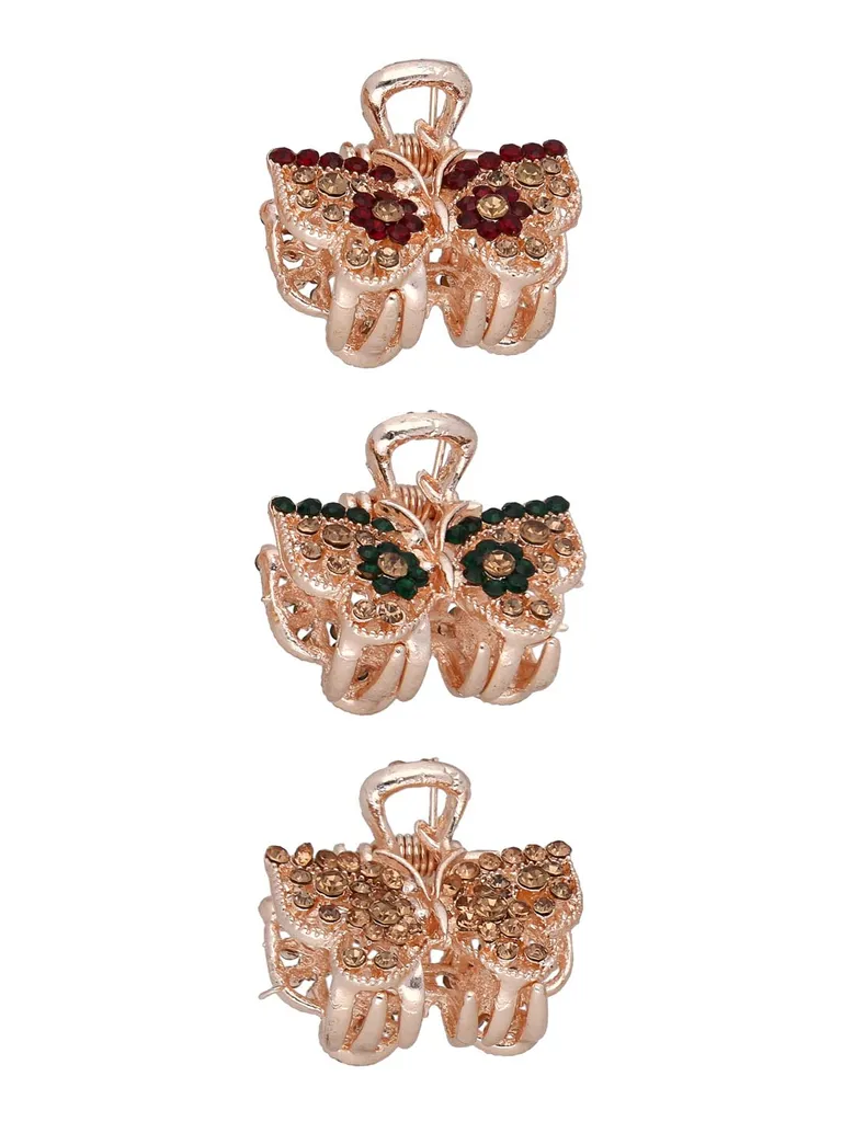 Fancy Butterfly Clip in Assorted color and Rose Gold finish - CNB37147