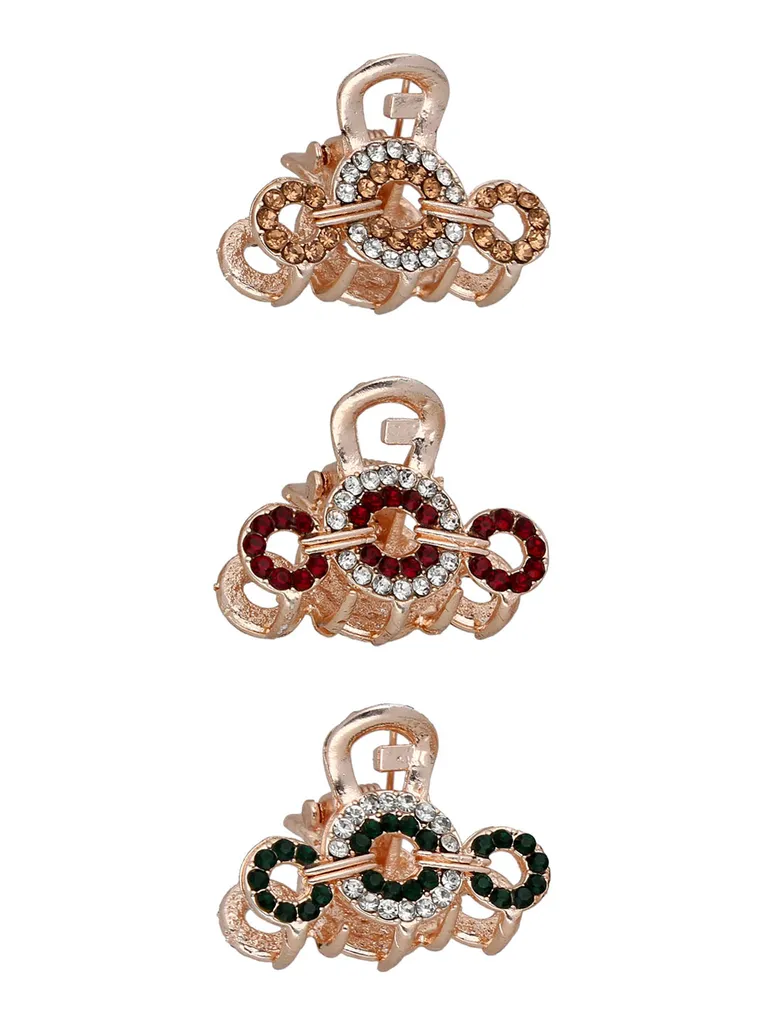 Fancy Butterfly Clip in Assorted color and Rose Gold finish - CNB37151