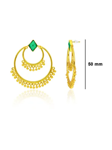 Gold finish Earrings with Silk Thread Embroidery - 1E146