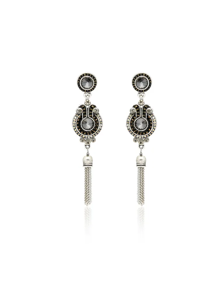 Dangler Earrings in Oxidised Silver finish - CNB36504