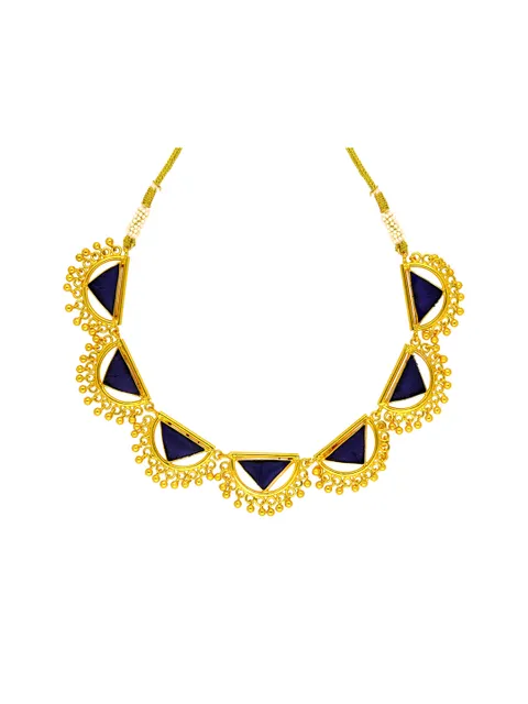 Gold finish Necklace with Silk Thread Embroidery - 1N481
