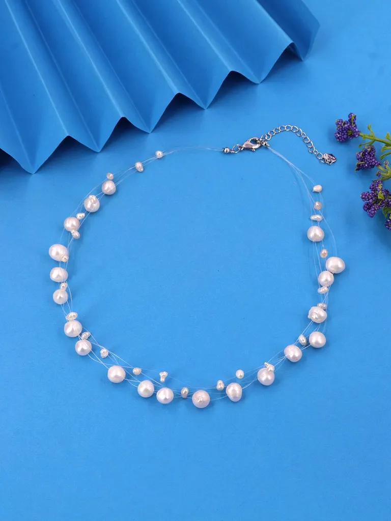 Pearls Necklace in Rhodium finish - CNB37816
