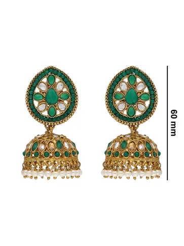 Reverse AD Tikka Earring Set in Mehendi finish - 6389