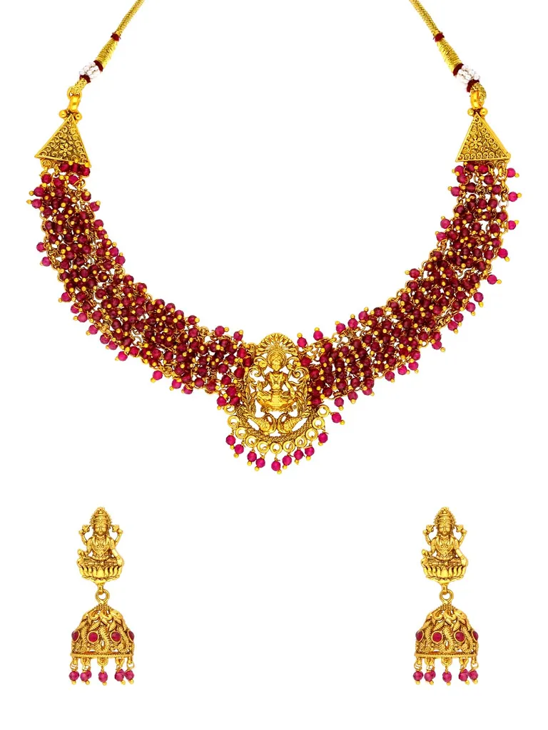 Temple Necklace Set in Gold finish - AMN298