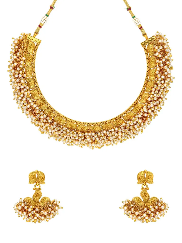 Antique Necklace Set in Gold finish - AMN313