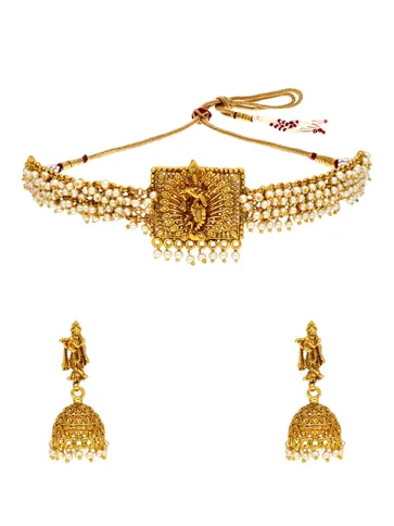 Temple Choker Necklace Set in Gold finish - AMN325