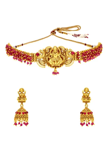 Temple Choker Necklace Set in Gold finish - AMN326