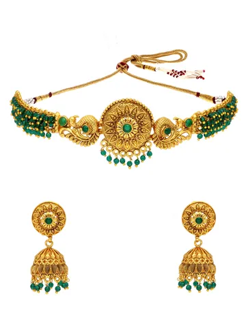Antique Choker Necklace Set in Gold finish - AMN327