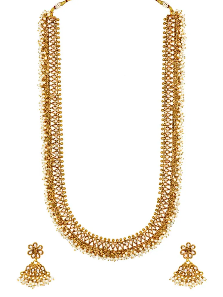 Reverse AD Long Necklace Set in Gold finish - AMN345