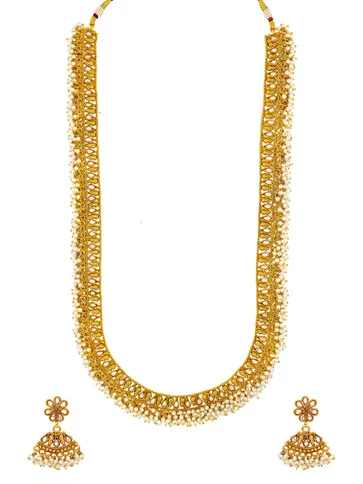 Reverse AD Long Necklace Set in Gold finish - AMN344