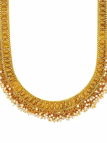 Antique Long Necklace Set in Gold finish - AMN346
