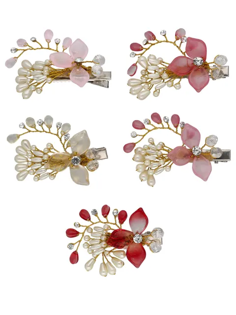 Fancy Hair Clip in Assorted color and Rhodium finish - ARE1605