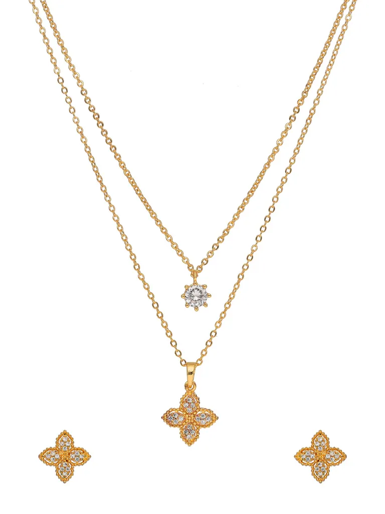 AD / CZ Pendant Set in Gold finish - CNB37740