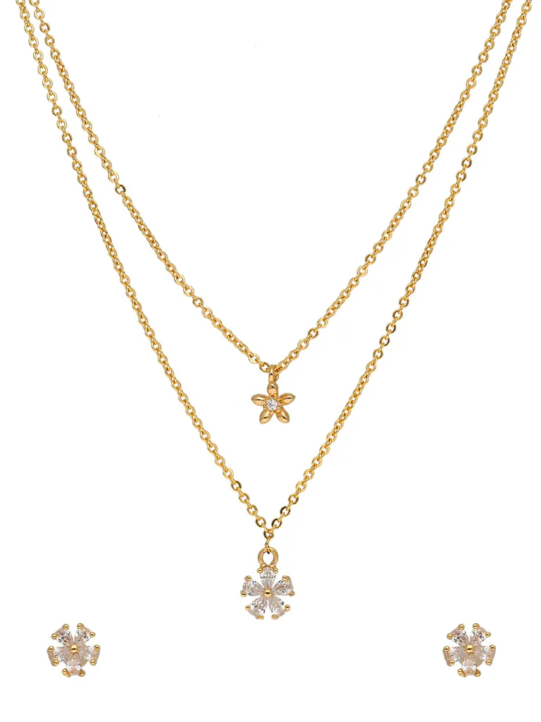 AD / CZ Pendant Set in Gold finish - CNB37742