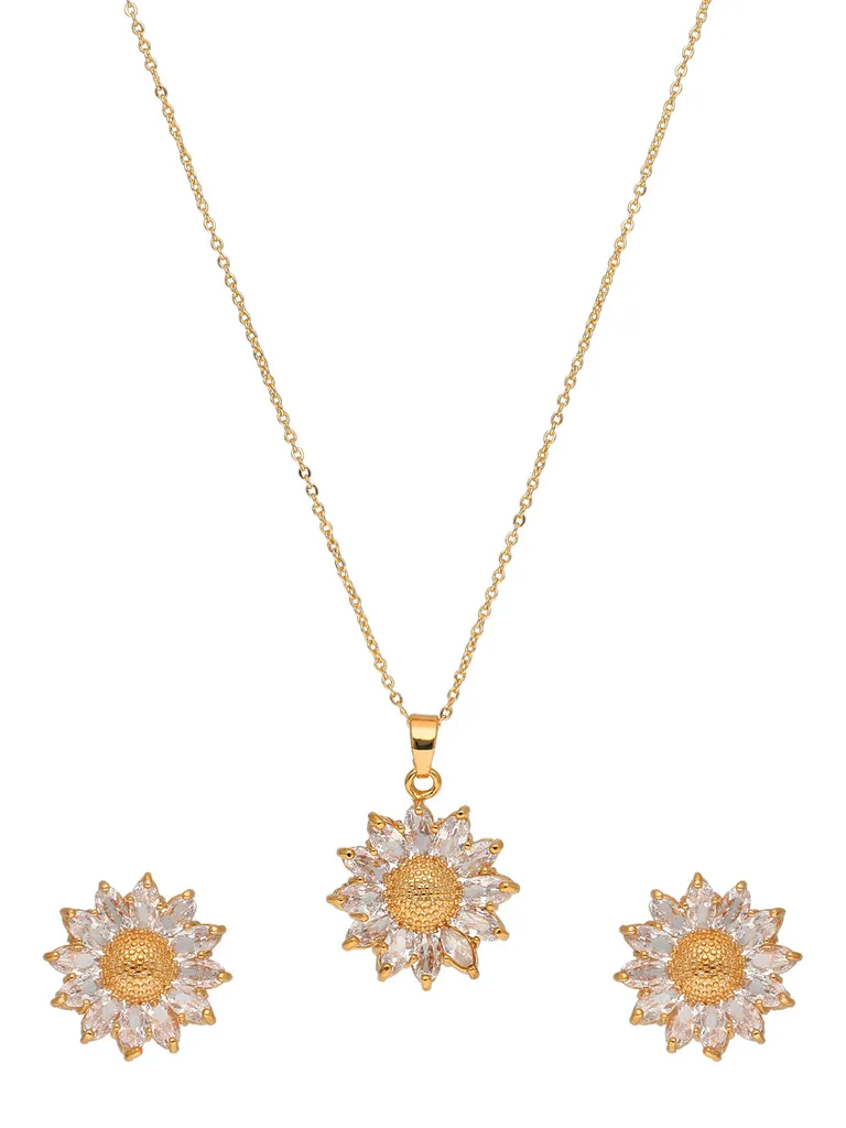 AD / CZ Pendant Set in Gold finish - CNB37755