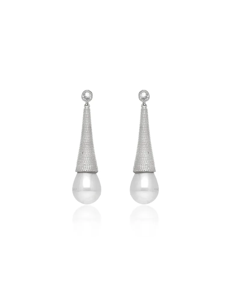 AD / CZ Dangler Earrings in Rhodium finish - CNB36375