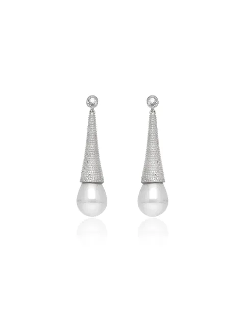AD / CZ Dangler Earrings in Rhodium finish - CNB36375