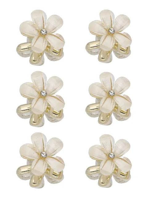 Fancy Butterfly Clip in White color and Gold finish - CNB35452