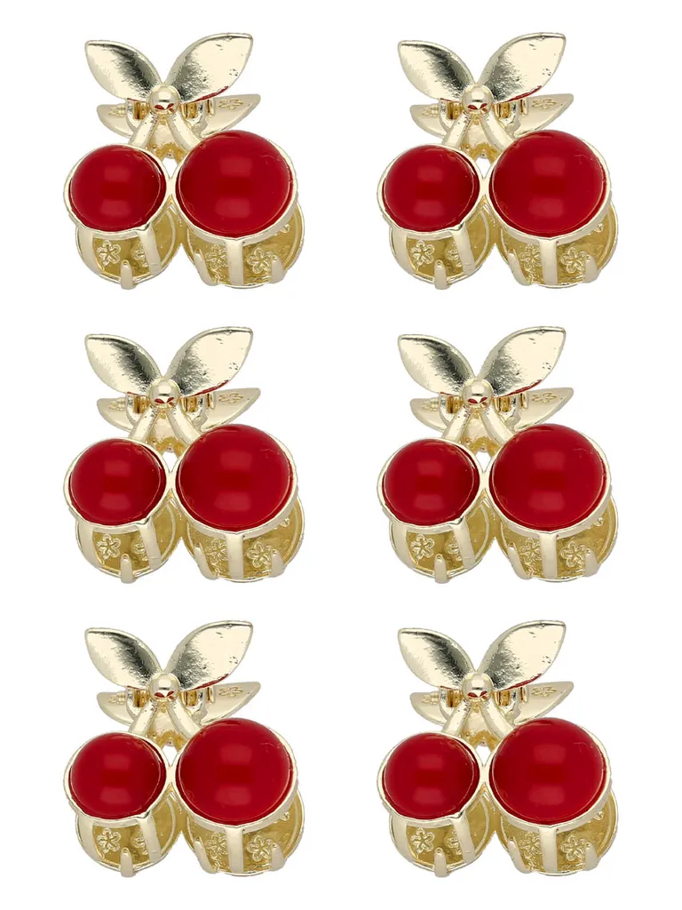 Fancy Butterfly Clip in Red color and Gold finish - CNB35455