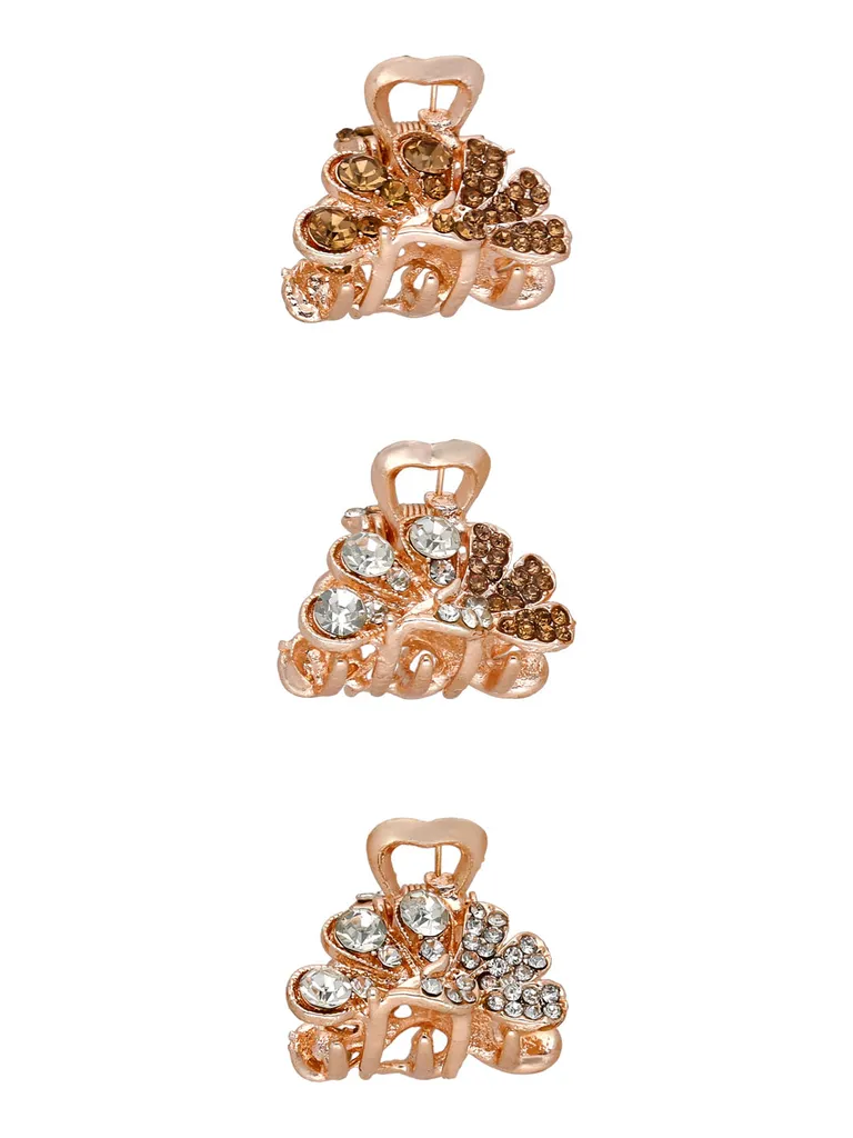 Fancy Butterfly Clip in White color and Rose Gold finish - CNB37164