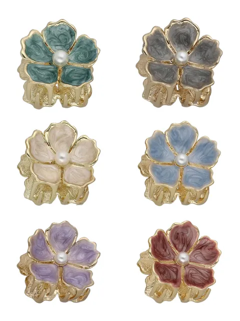 Fancy Butterfly Clip in Assorted color and Gold finish - CNB37445