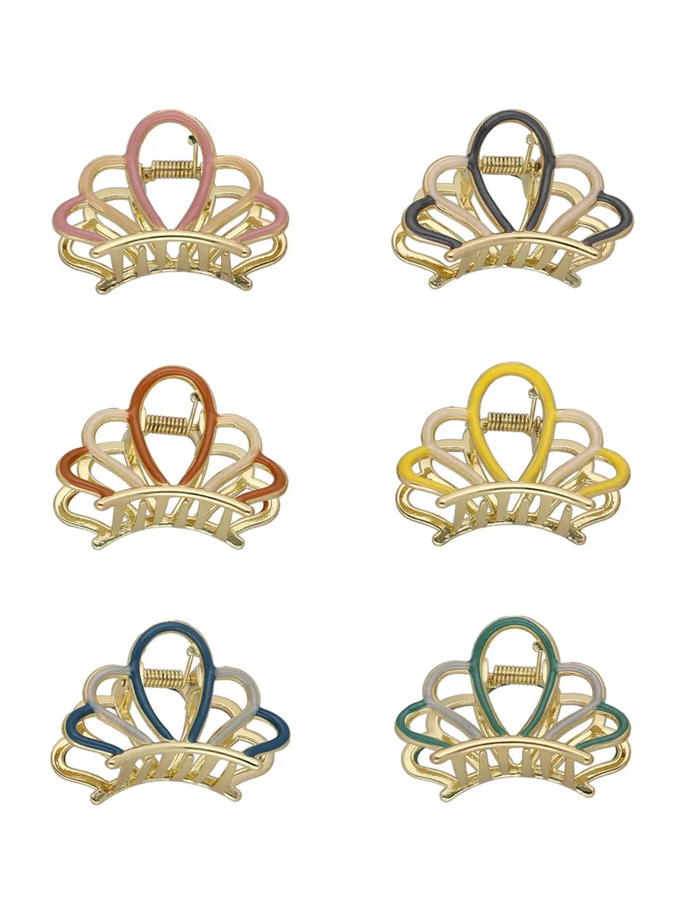 Plain Butterfly Clip in Assorted color and Gold finish - CNB37456