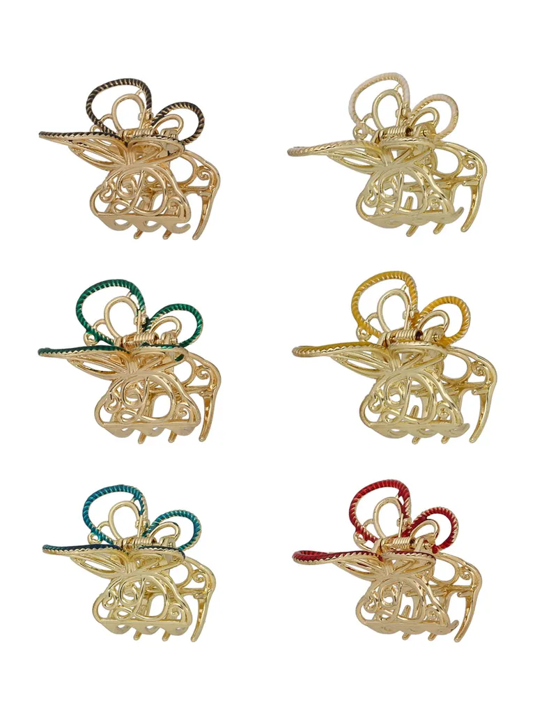 Plain Butterfly Clip in Assorted color and Gold finish - CNB37458