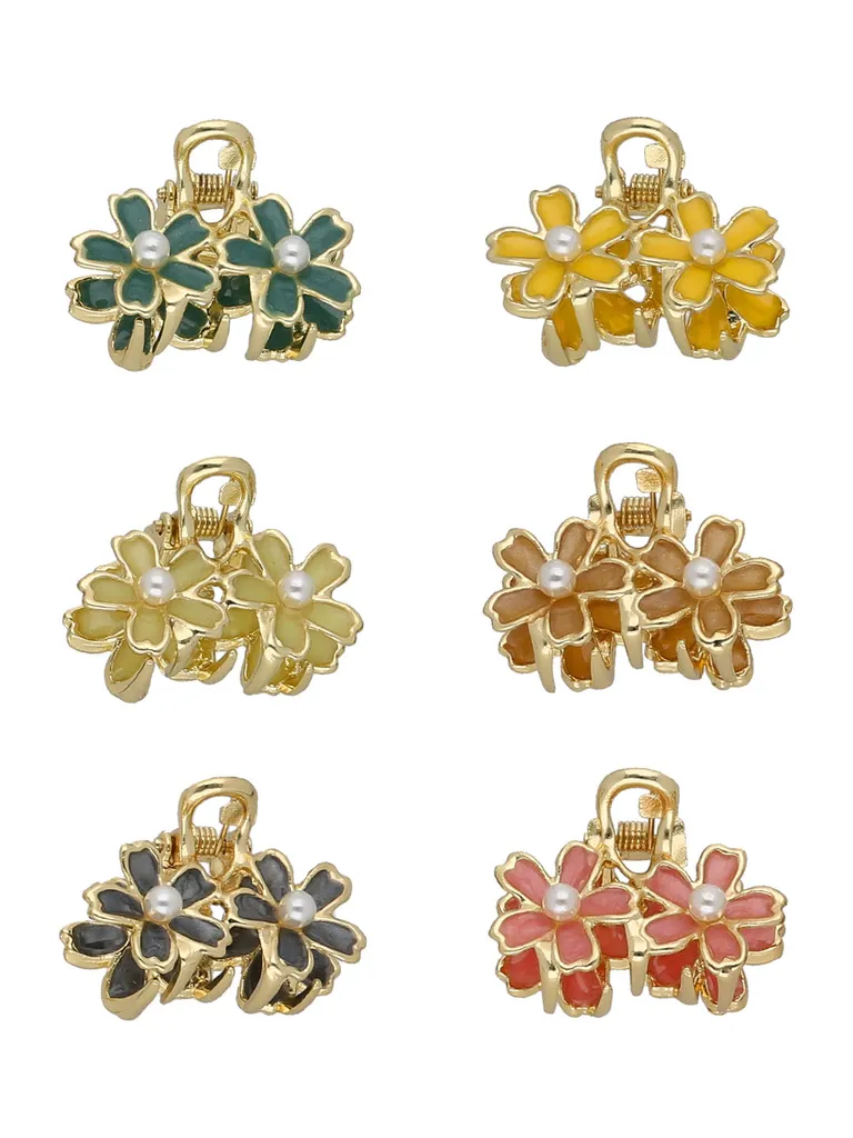 Fancy Butterfly Clip in Assorted color and Gold finish - CNB37459