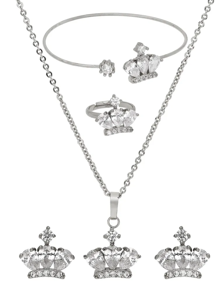 AD / CZ Pendant Set with Bracelet and Finger Ring - CNB37731
