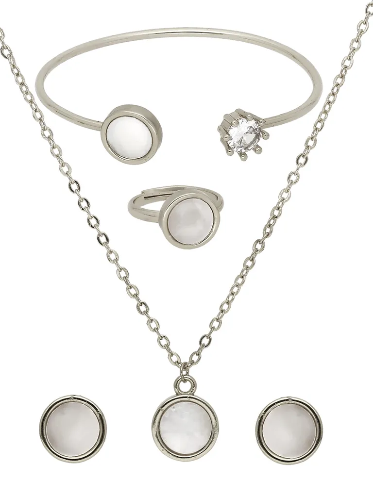 AD / CZ Pendant Set with Bracelet and Finger Ring - CNB37736