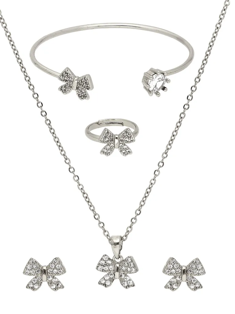 AD / CZ Pendant Set with Bracelet and Finger Ring - CNB37738