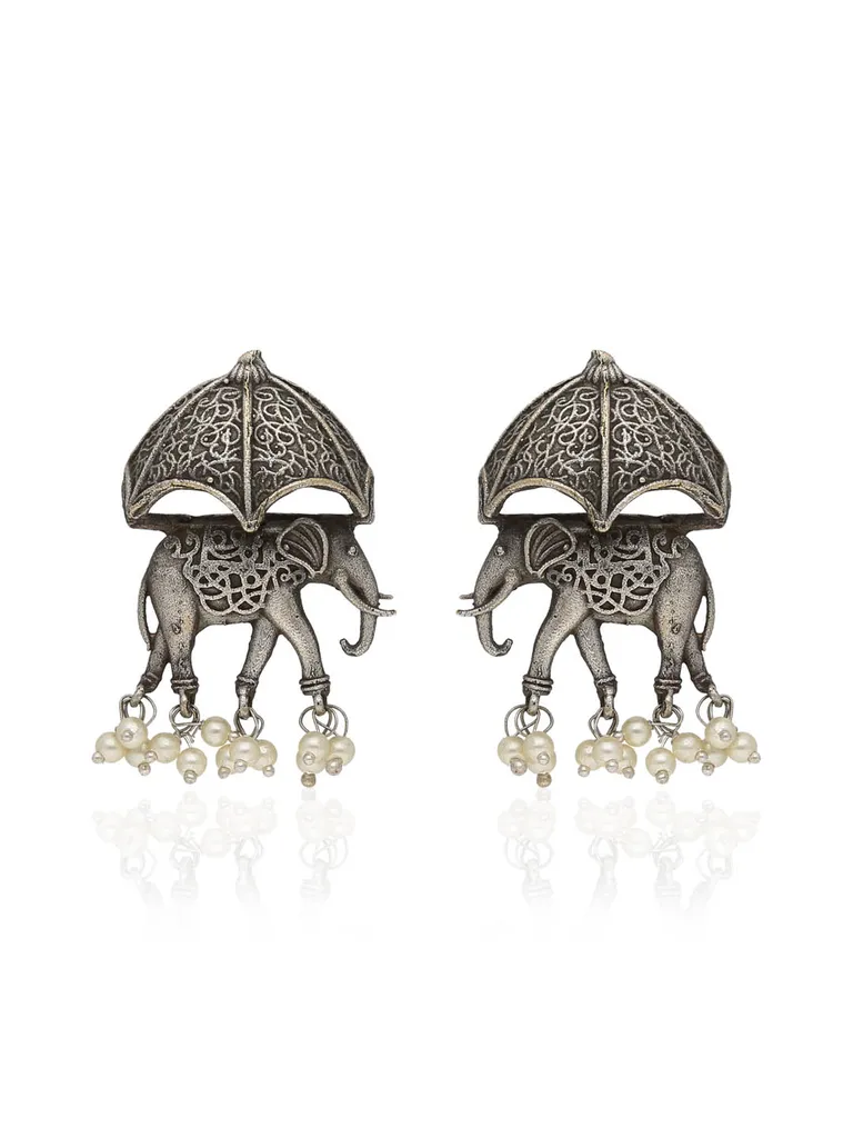 Dangler Earrings in Oxidised Silver finish - LGJ359