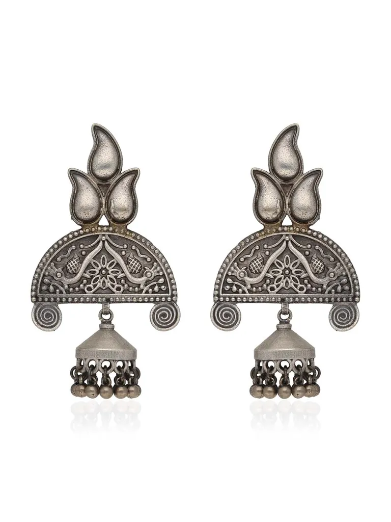 Jhumka Earrings in Oxidised Silver finish - CNB39348