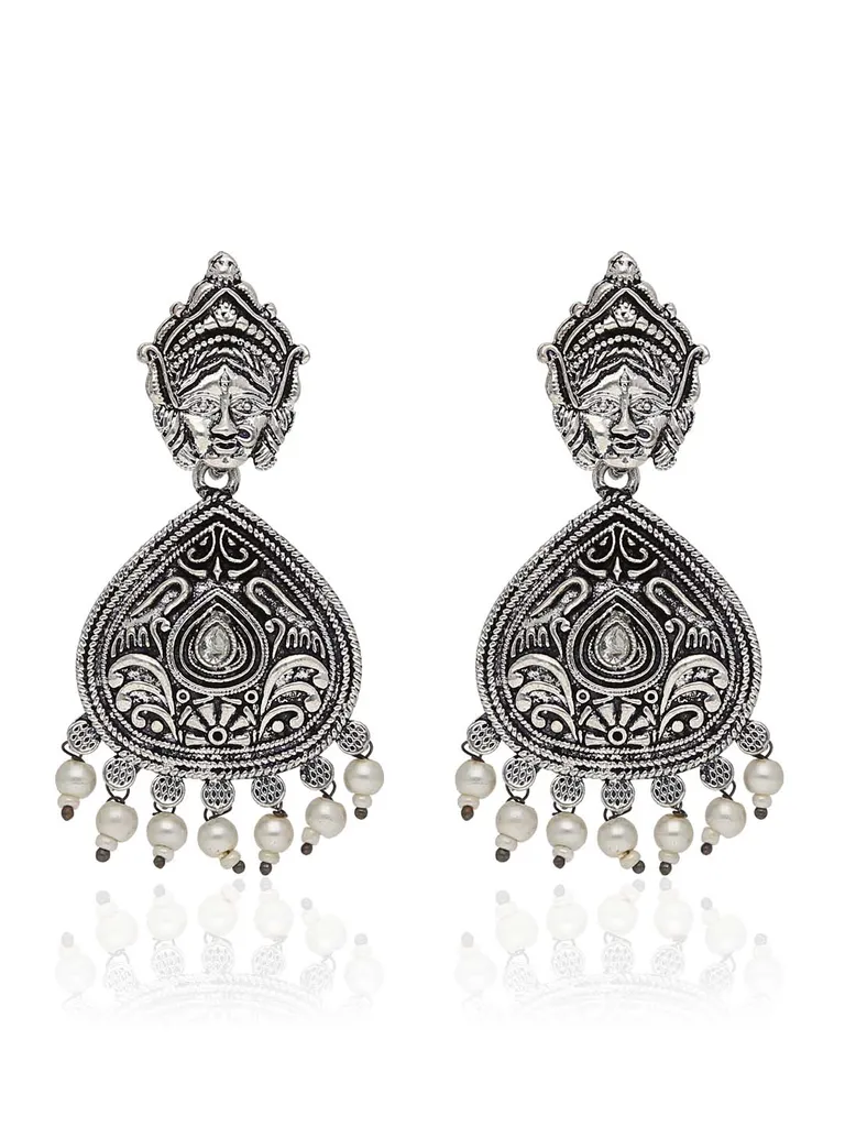 Dangler Earrings in Oxidised Silver finish - DEJ965WH