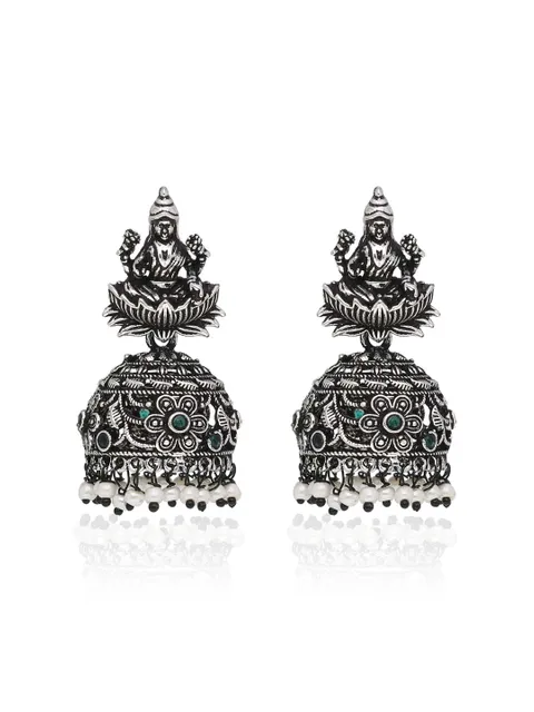 Temple Earrings in Oxidised Silver finish - DEJ1089GR