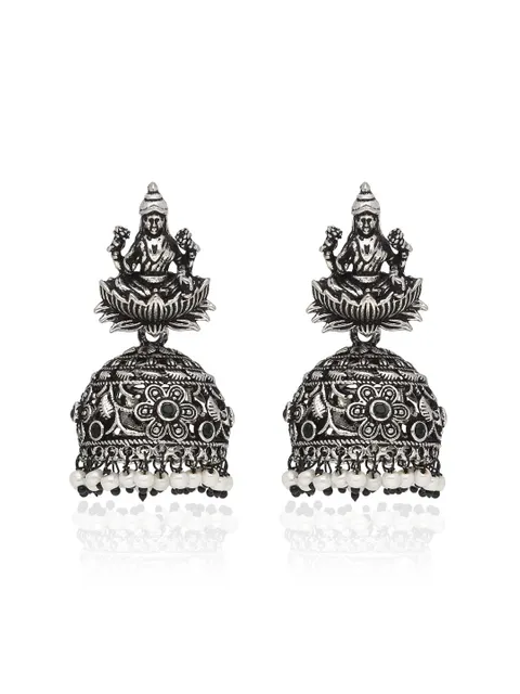 Temple Earrings in Oxidised Silver finish - DEJ1089BL