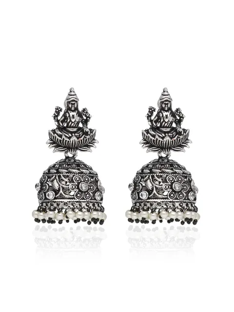 Temple Earrings in Oxidised Silver finish - DEJ1089WH