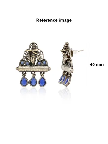 Temple Earrings in Oxidised Silver finish - LGJ781BU