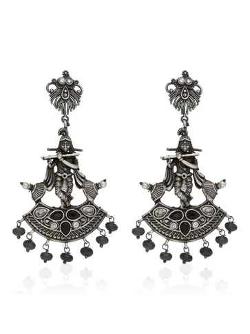 Temple Long Earrings in Black & White color - CNB39338