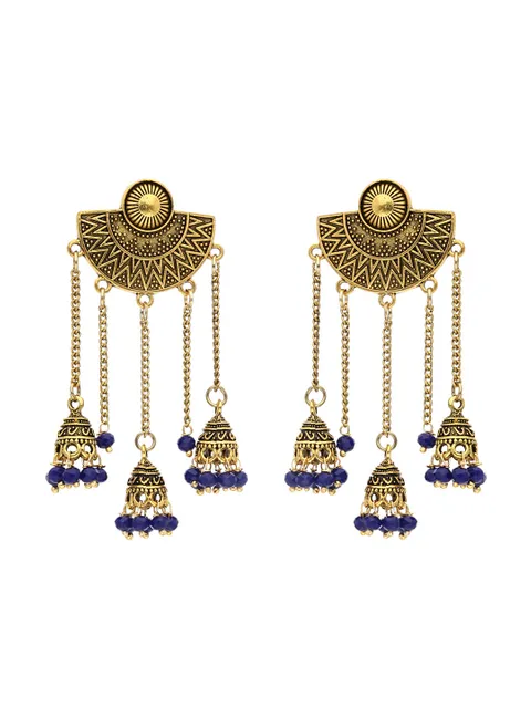 Oxidised Jhumka Earrings in Blue color - S30080