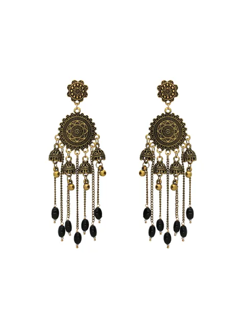 Oxidised Jhumka Earrings in Black color - S29697