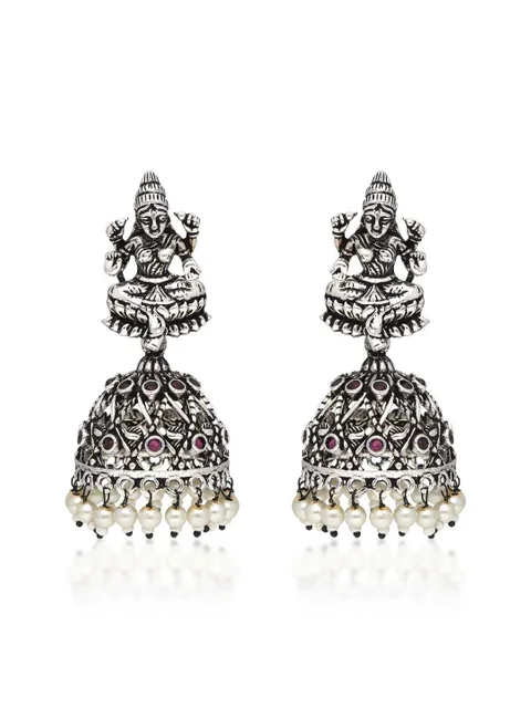 Temple Jhumka Earrings in Ruby color - CNB35239