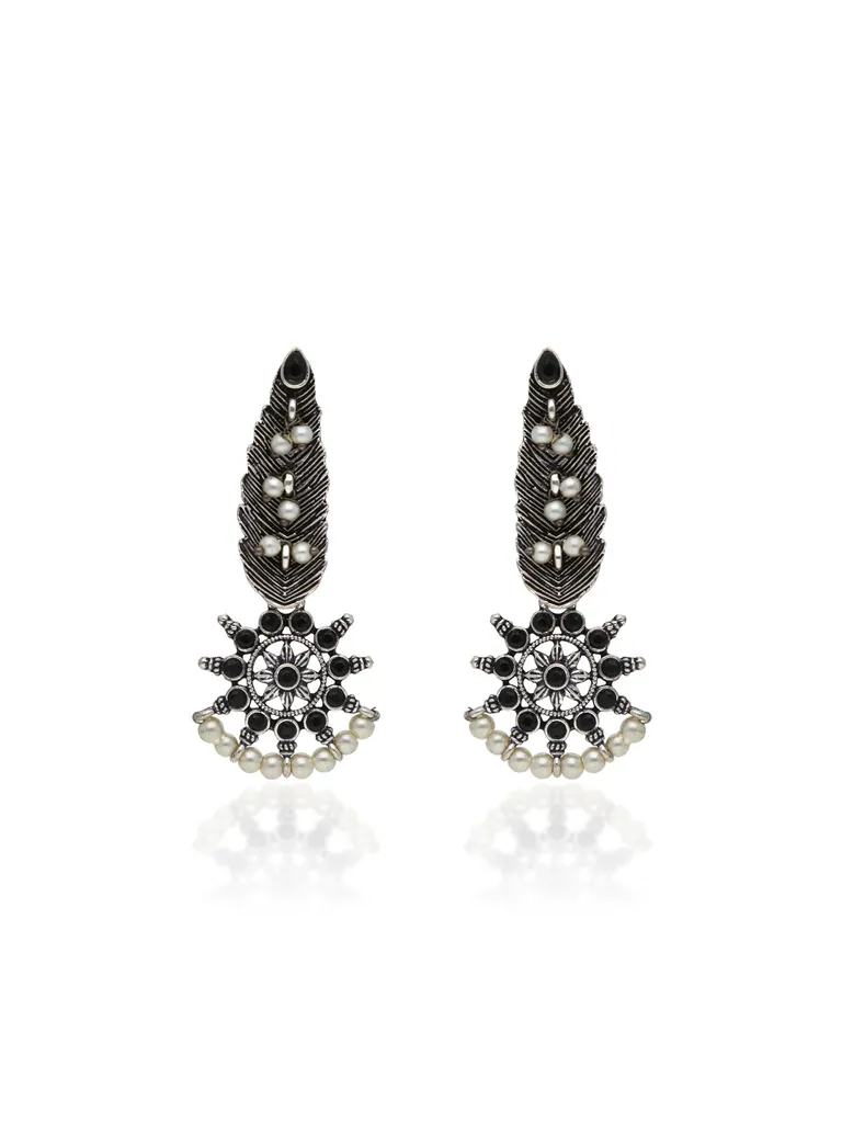Oxidised Dangler Earrings in Black color - CNB31523