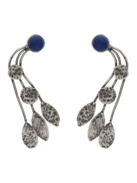 Oxidised Long Earrings in Blue color - CNB26704
